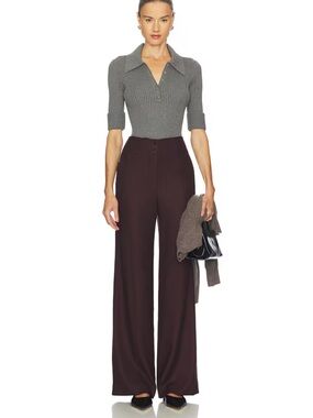 VERONICA BEARD Giovanna High-Waist Wide-Leg Women's Pants • Dark Currant Melange
